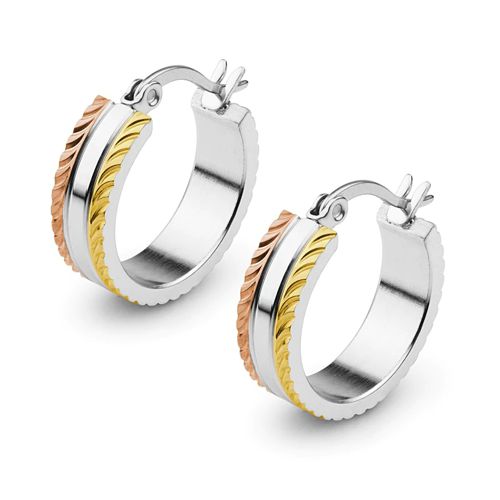 Steel Hoops with Tri-gold plating (yellow and rose gold) - Click Image to Close